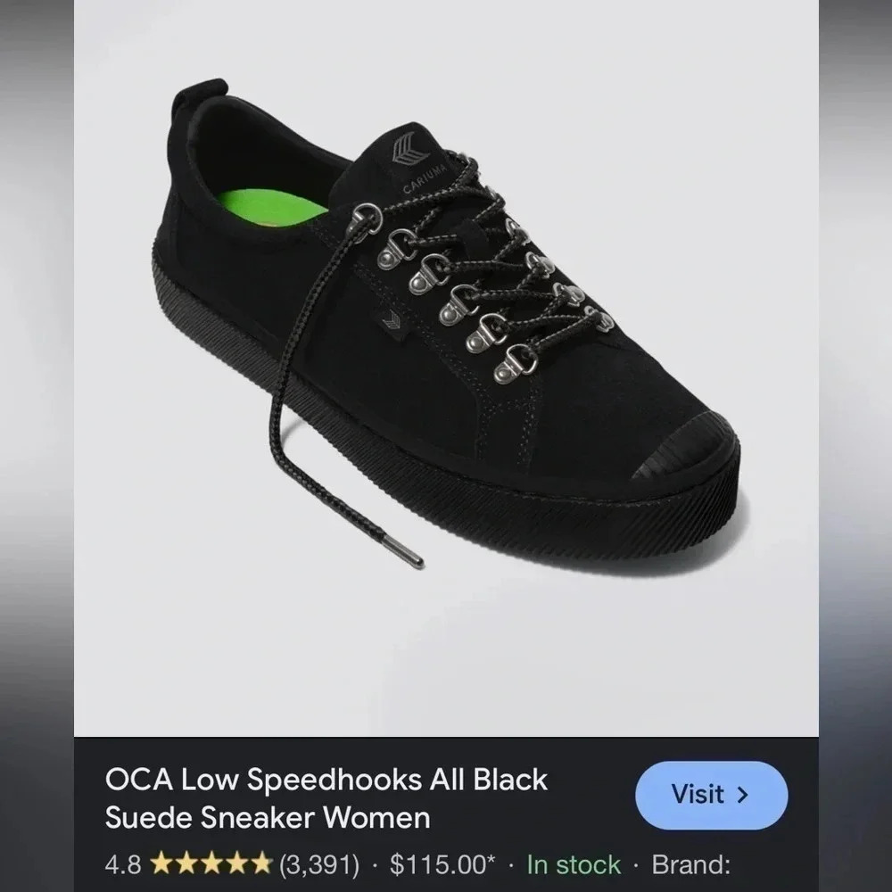 Cariuma OCA Low Speed Hooks All Black Suede Unisex Women’s 5 Men’s 3.5